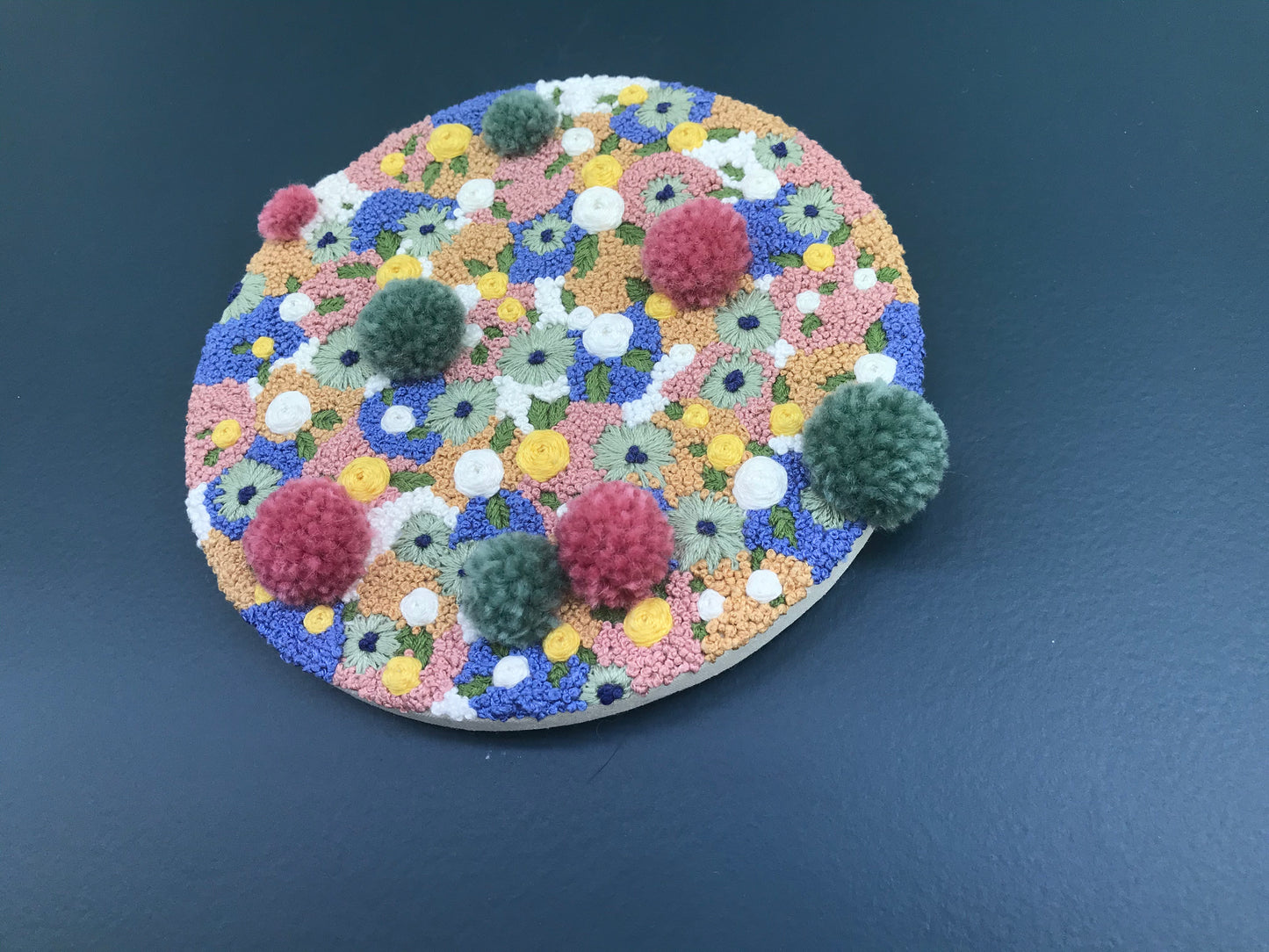 Blue, Green and Pink Floral Embroidery